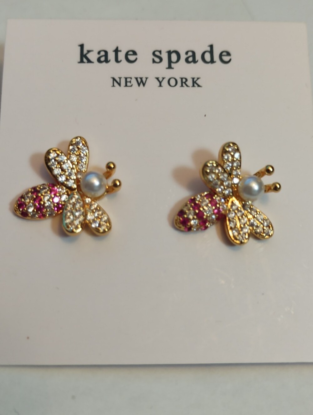 kate spade Pink Zirconia Bee Stud Earrings